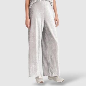 BANANA REPUBLIC FACTORY Easy Care Silver Wide Leg Ribbed Velvet Pull On Pants XL